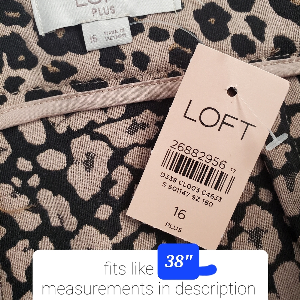 LOFT plus leopard print woven shift Mini skirt, 38", black/ brown - Picture 8 of 11
